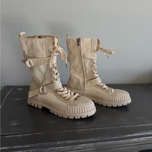 Stylish Cream Combat Boots